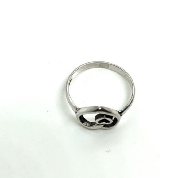 VINTAGE 925 STERLING SILVER DOUBLE HEART OPEN WORK RING DAINTY SZ 5.75 - Picture 10 of 15